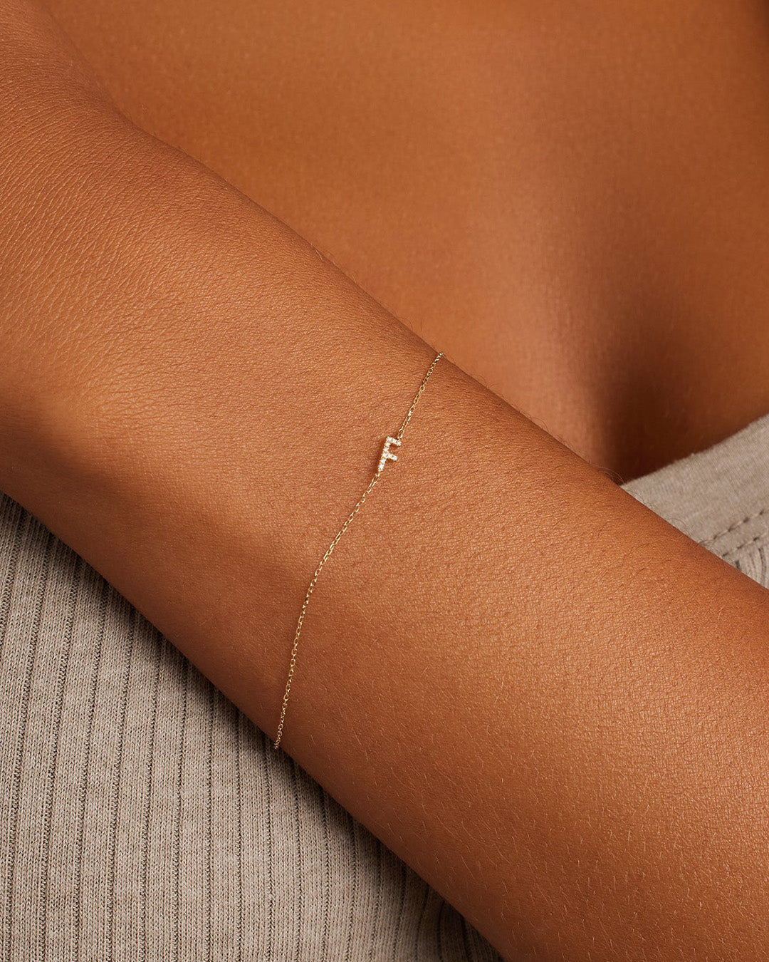 Diamond Pav������ Alphabet Bracelet