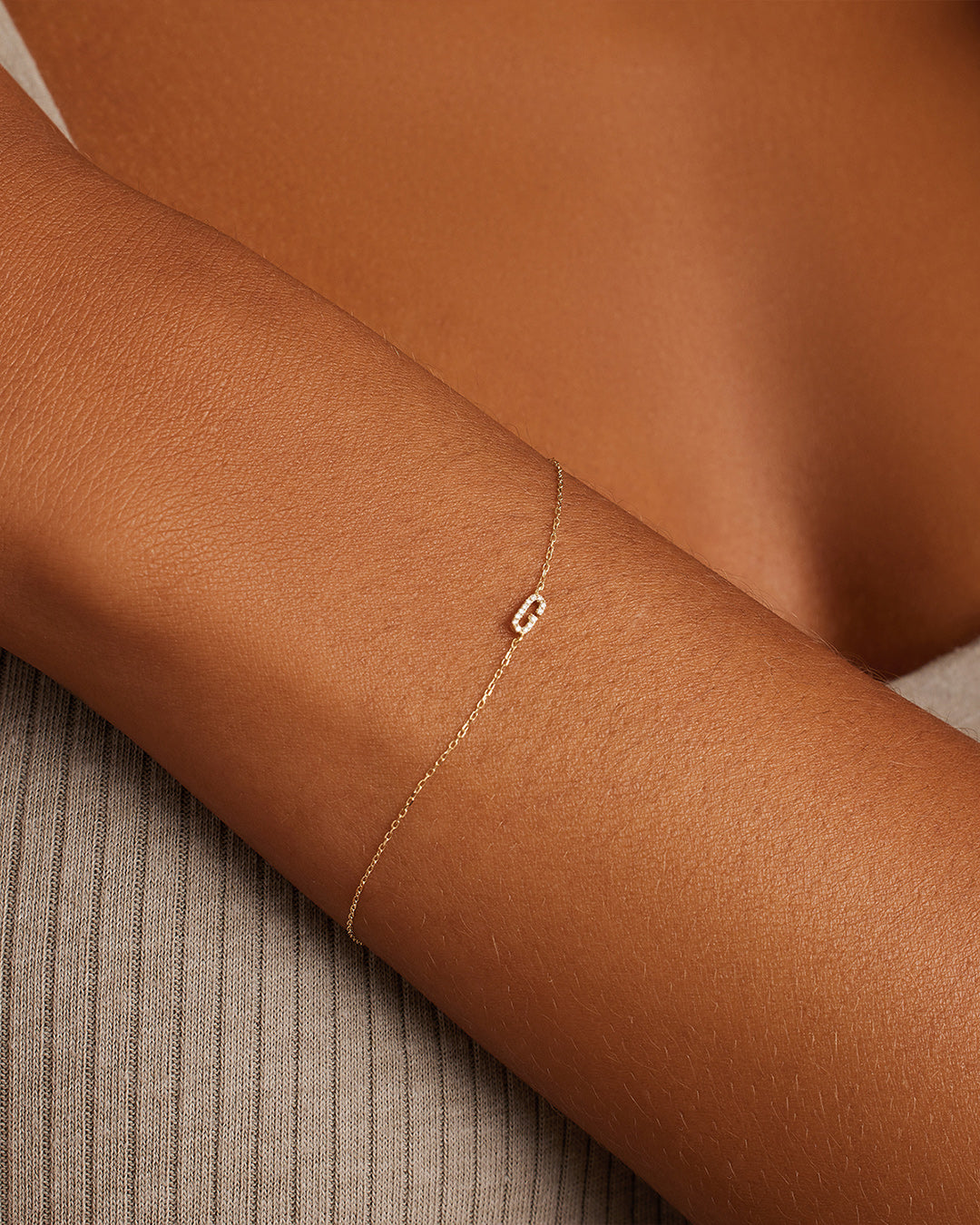 Diamond Pav������ Alphabet Bracelet