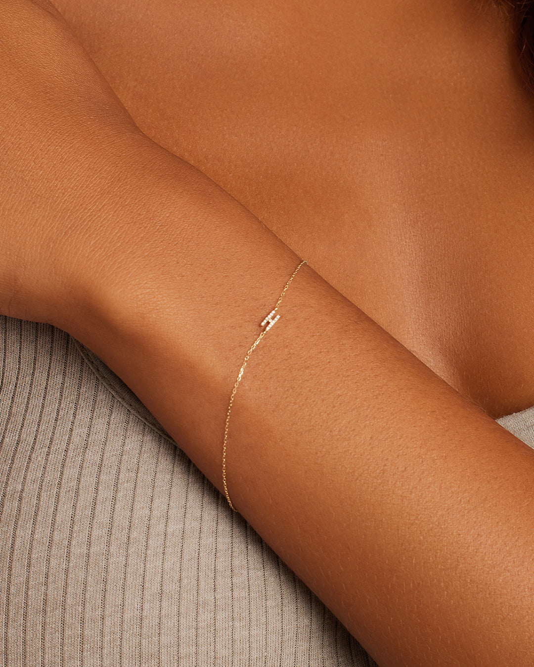 Diamond Pav������ Alphabet Bracelet