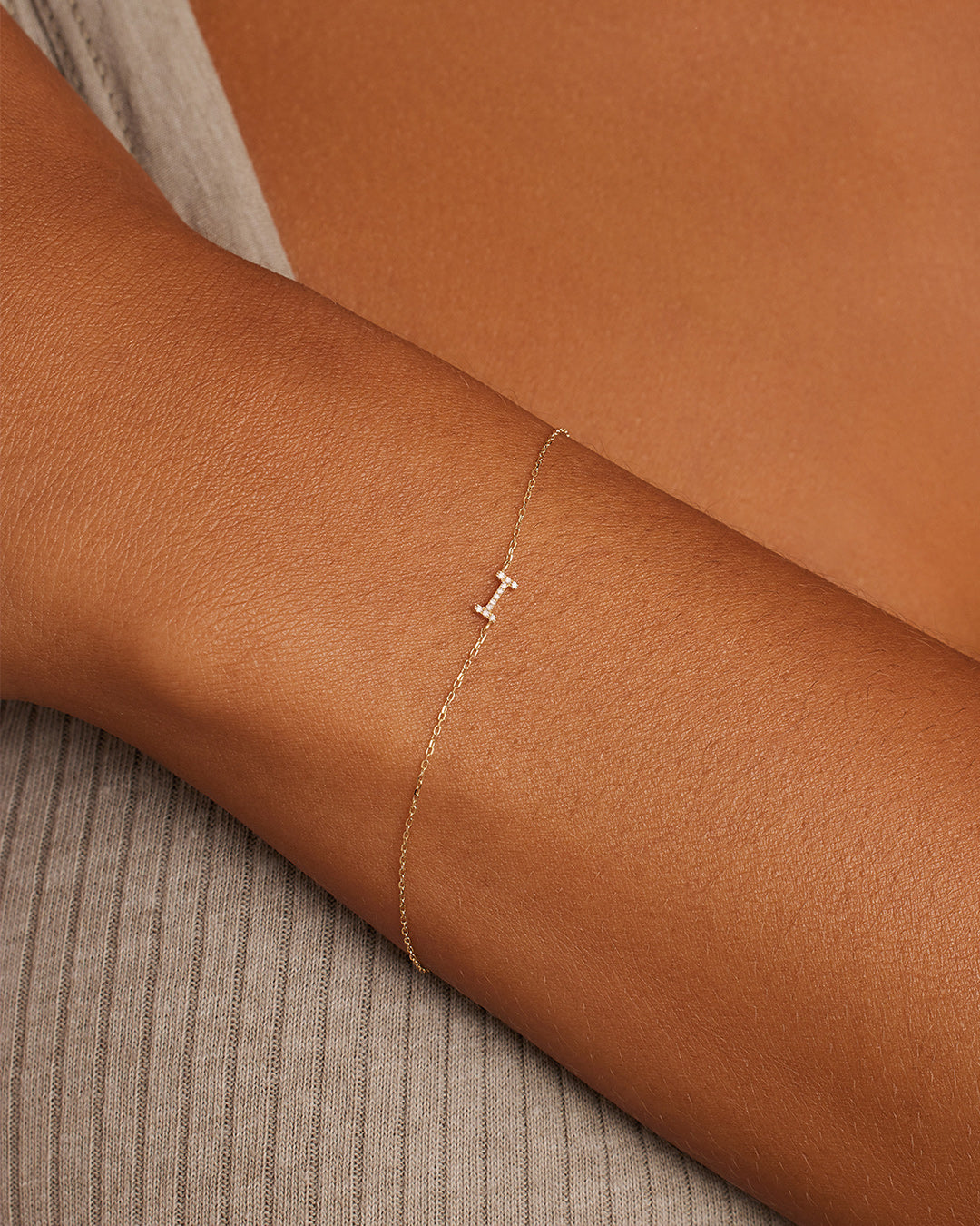 Diamond Pav������ Alphabet Bracelet