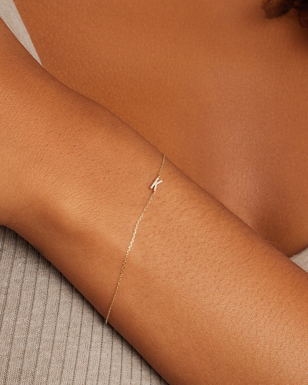 Diamond Pav������ Alphabet Bracelet
