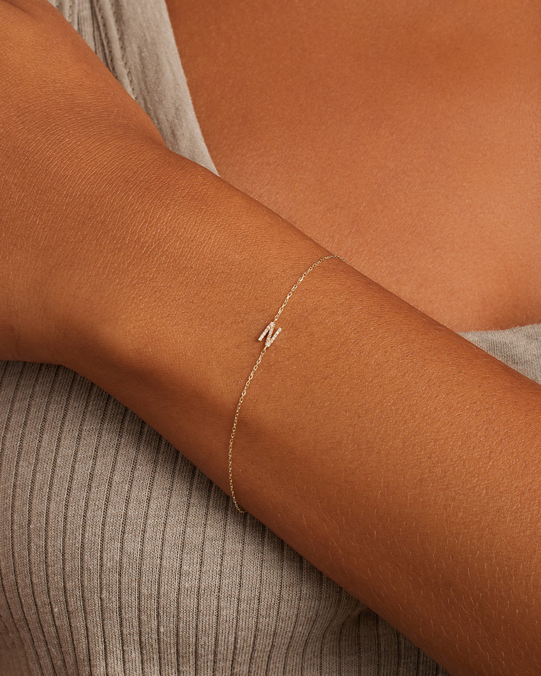 Diamond Pav������ Alphabet Bracelet