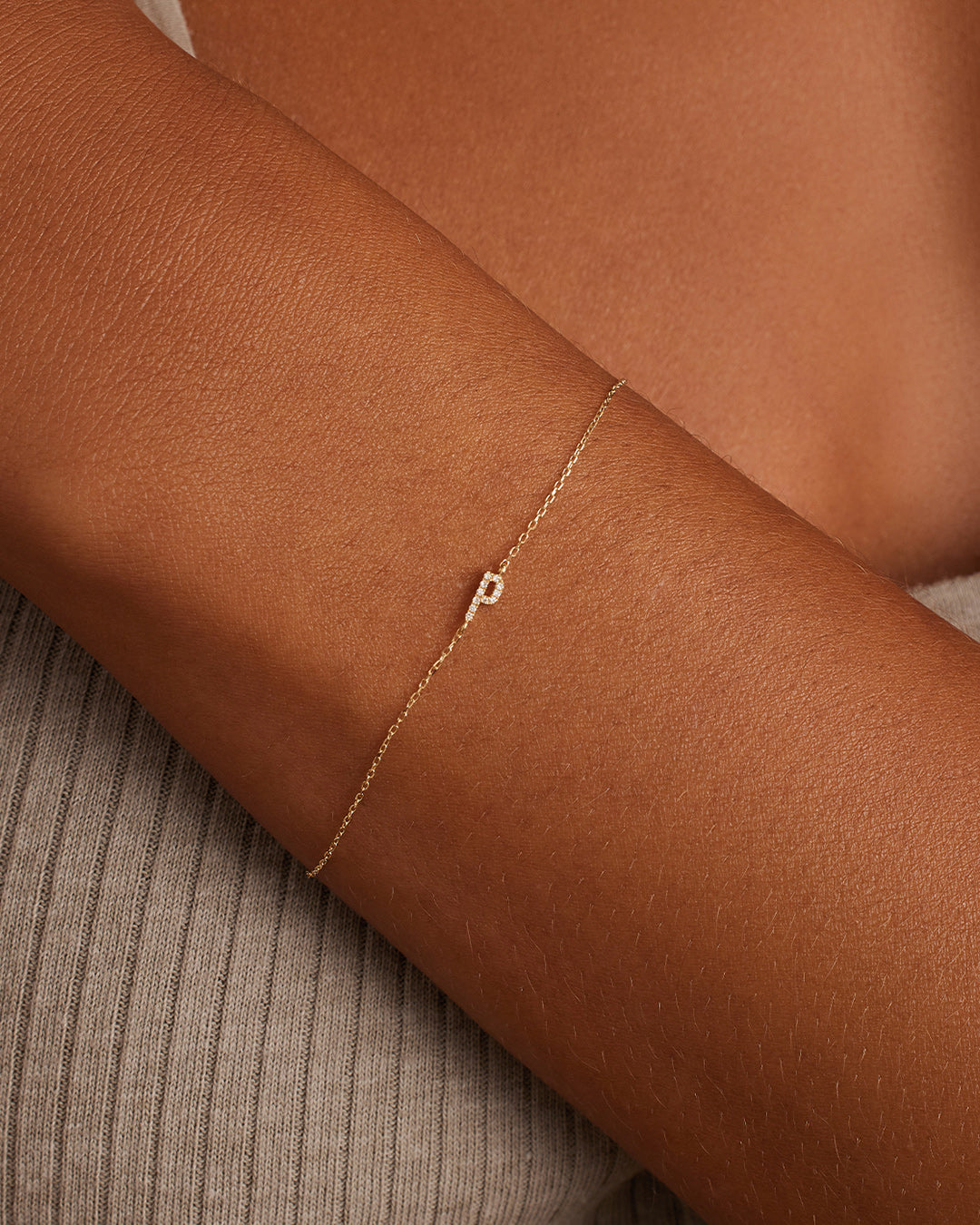 Diamond Pav������ Alphabet Bracelet