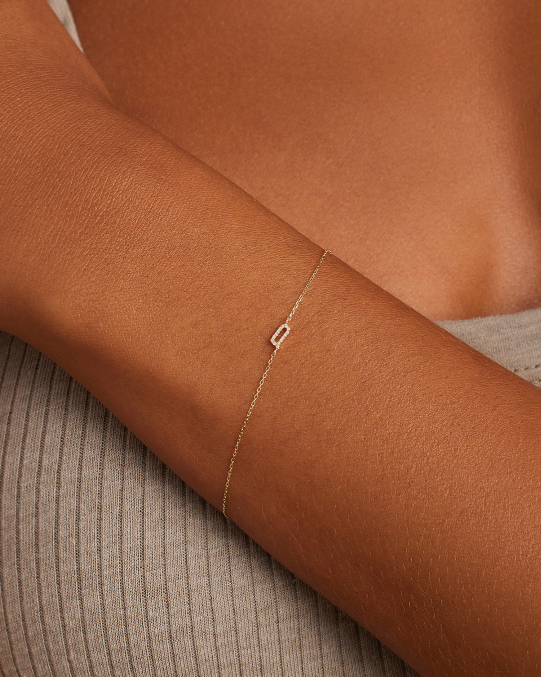Diamond Pav������ Alphabet Bracelet