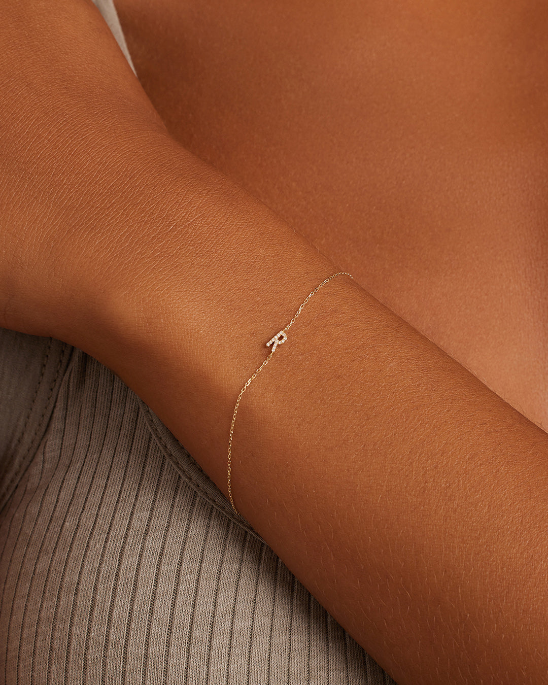 Diamond Pav������ Alphabet Bracelet