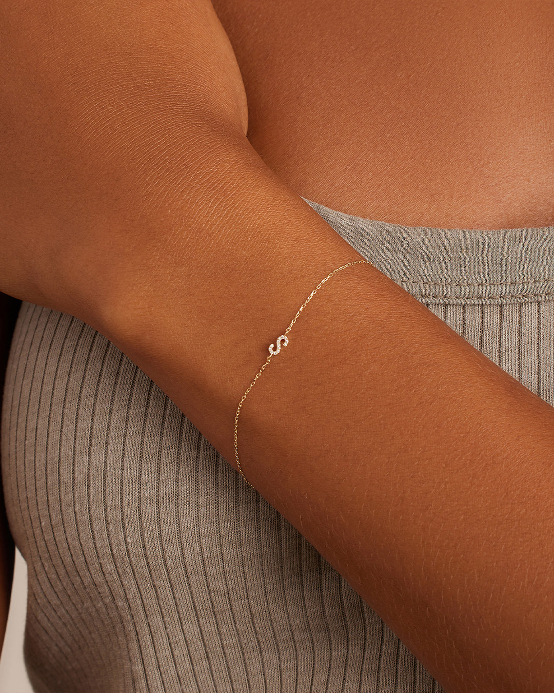 Diamond Pav������ Alphabet Bracelet