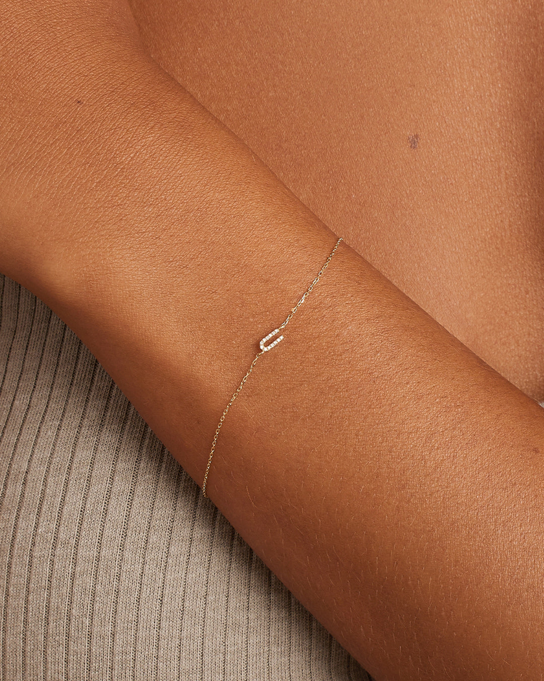 Diamond Pav������ Alphabet Bracelet