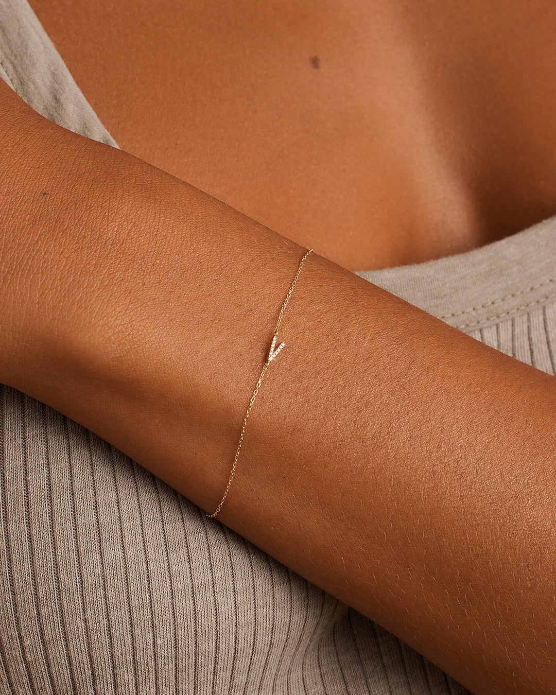 Diamond Pav������ Alphabet Bracelet