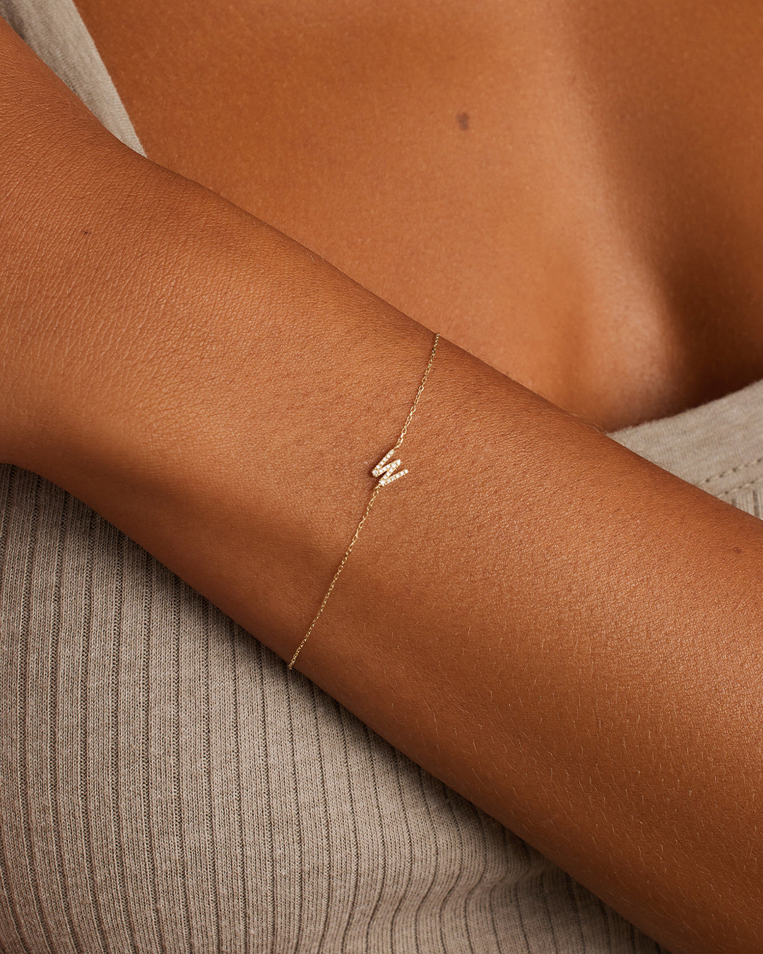 Diamond Pav������ Alphabet Bracelet