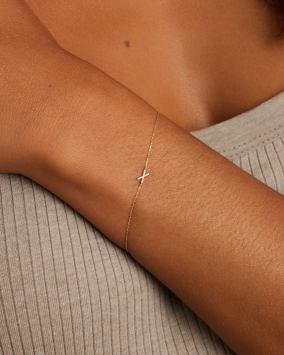Diamond Pav������ Alphabet Bracelet