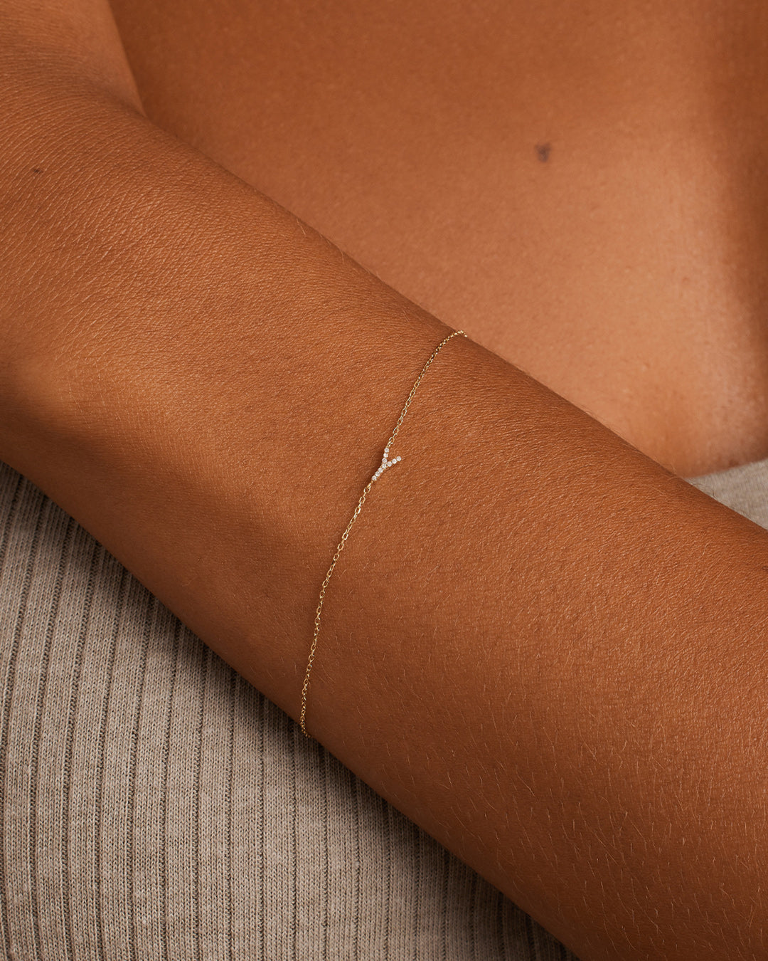 Diamond Pav������ Alphabet Bracelet
