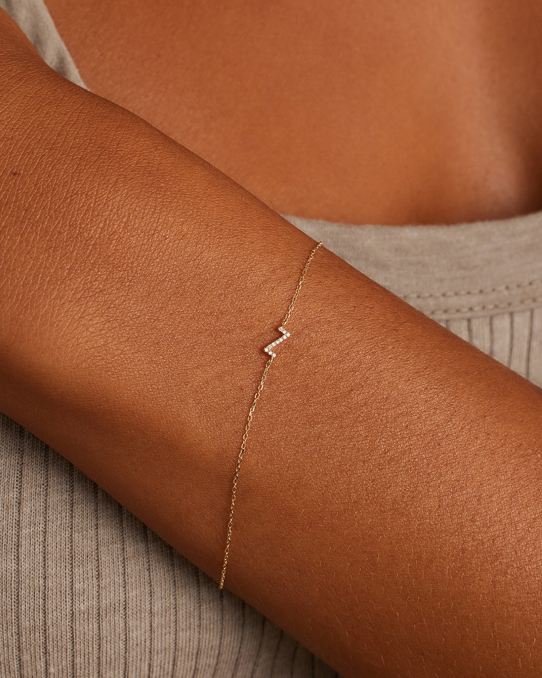 Diamond Pav������ Alphabet Bracelet