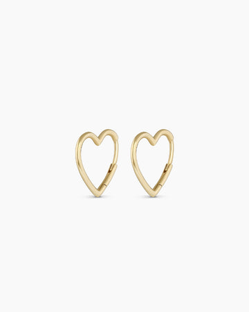 14K Gold Open Heart Huggies