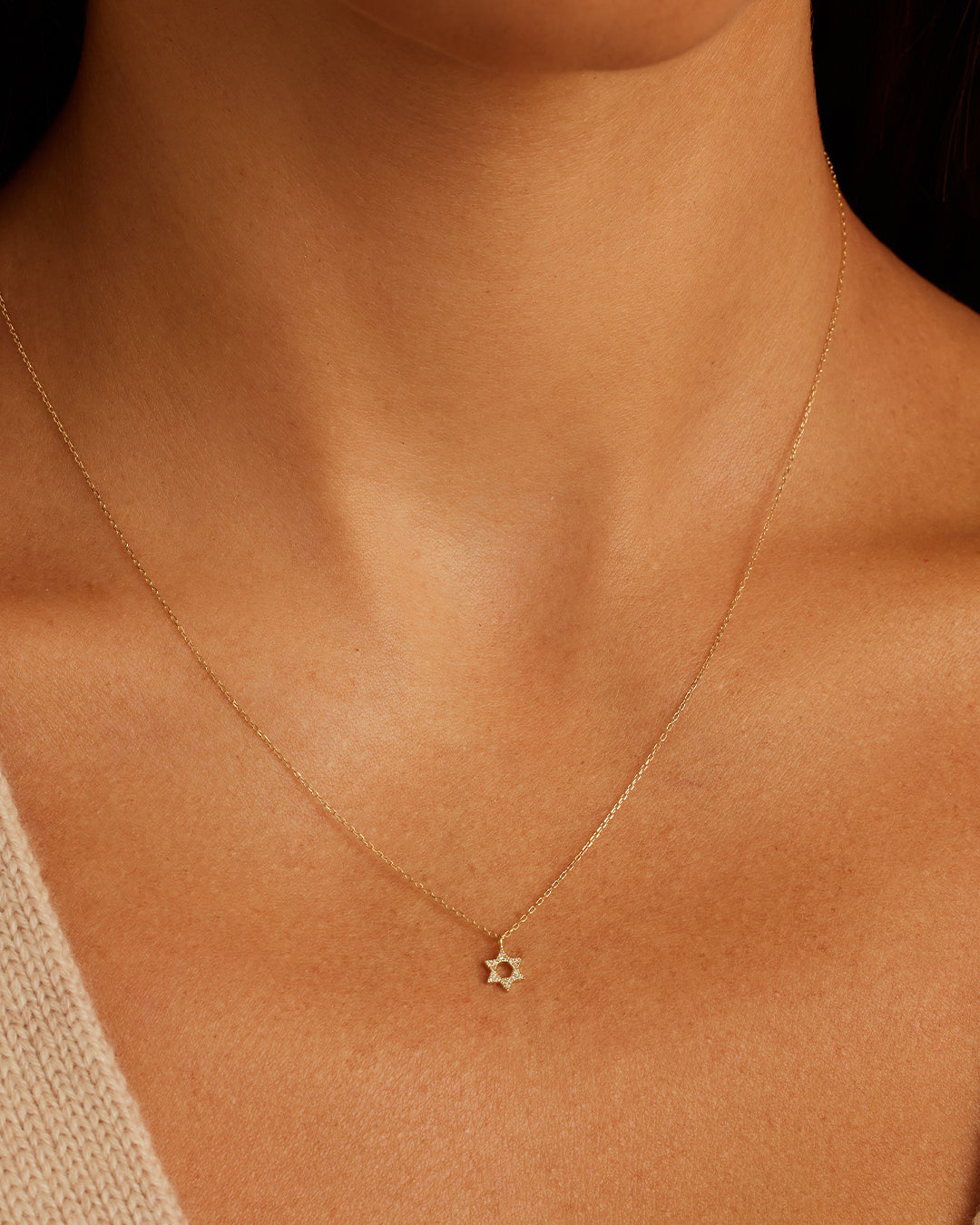 Diamond Star Of David Necklace