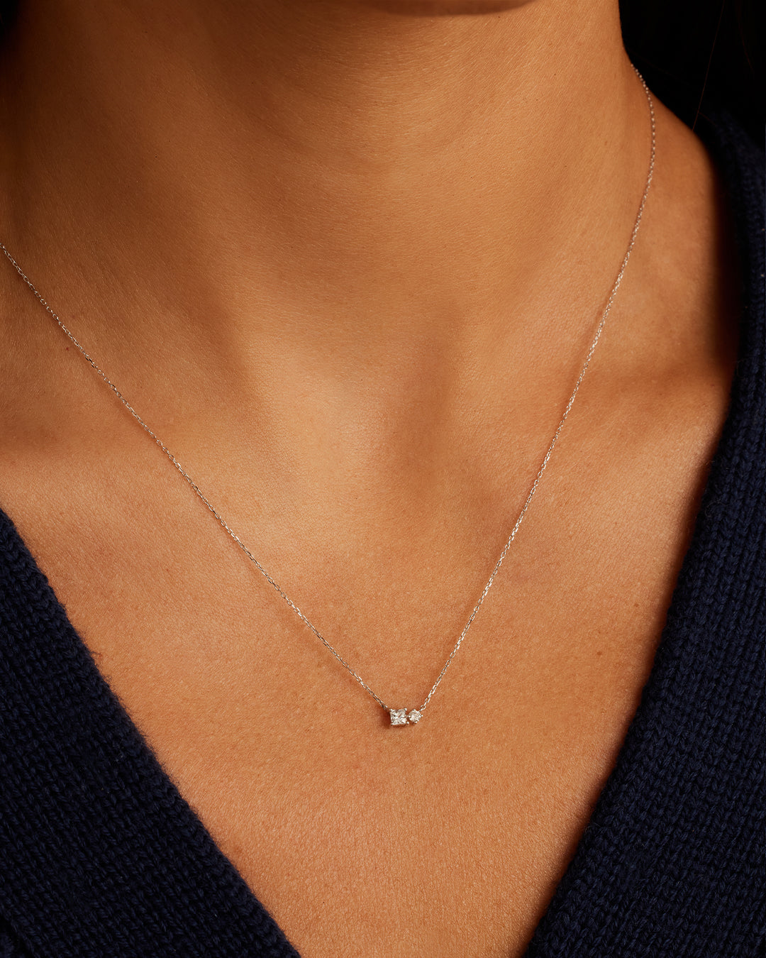 Diamond And White Sapphire Necklace