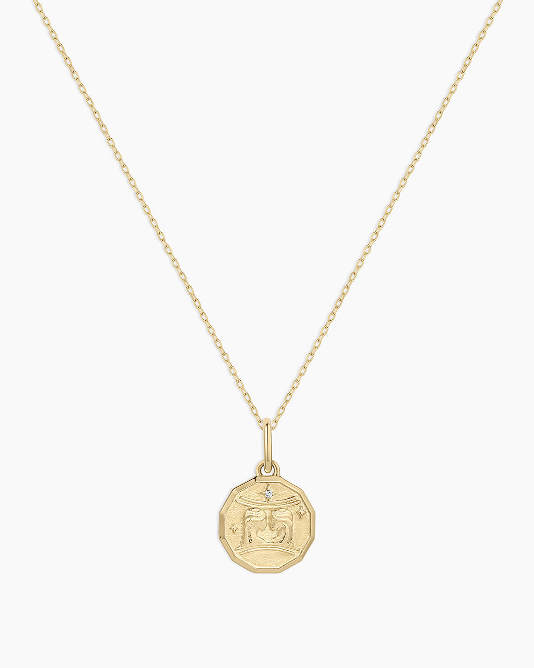 Diamond Zodiac Coin Charm Necklace