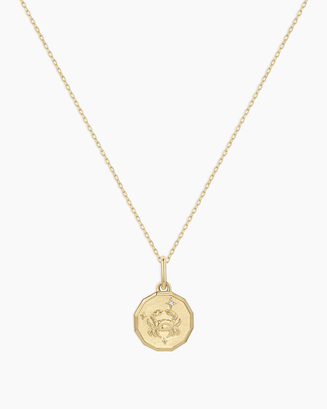Diamond Zodiac Coin Charm Necklace