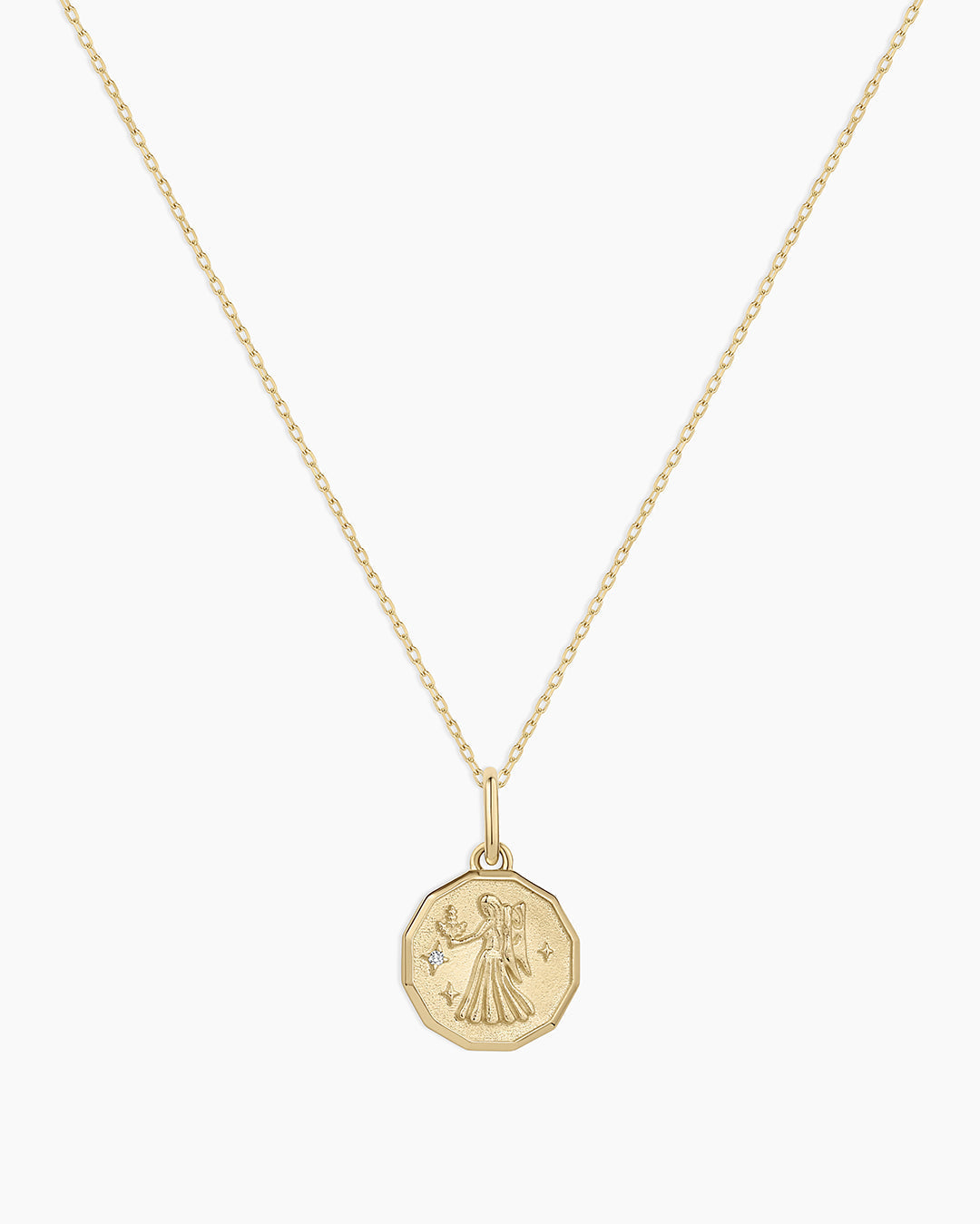 Diamond Zodiac Coin Charm Necklace