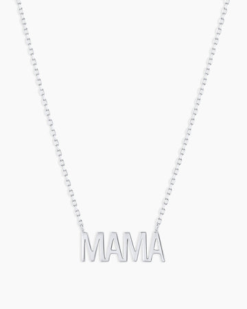 14K White Gold Mama Necklace