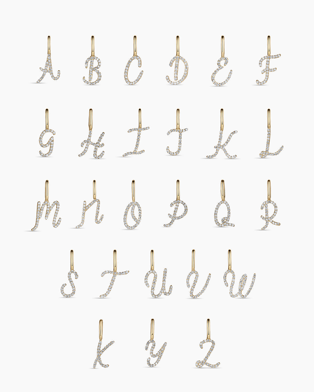 Diamond Script Alphabet Charm Necklace