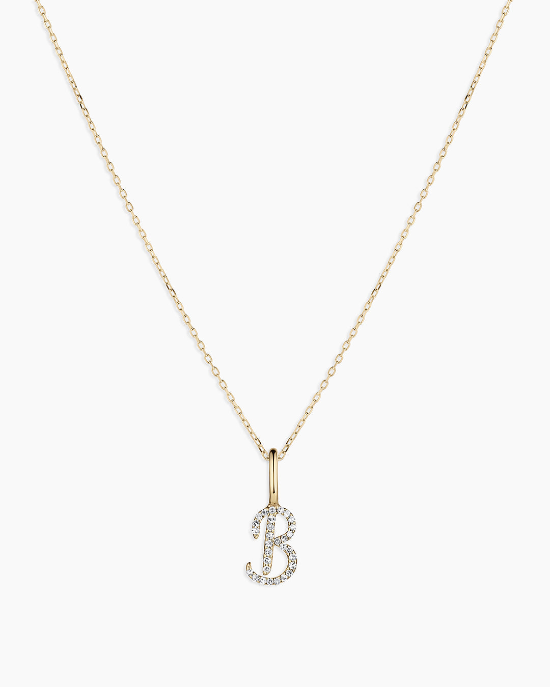 Diamond Script Alphabet Charm Necklace