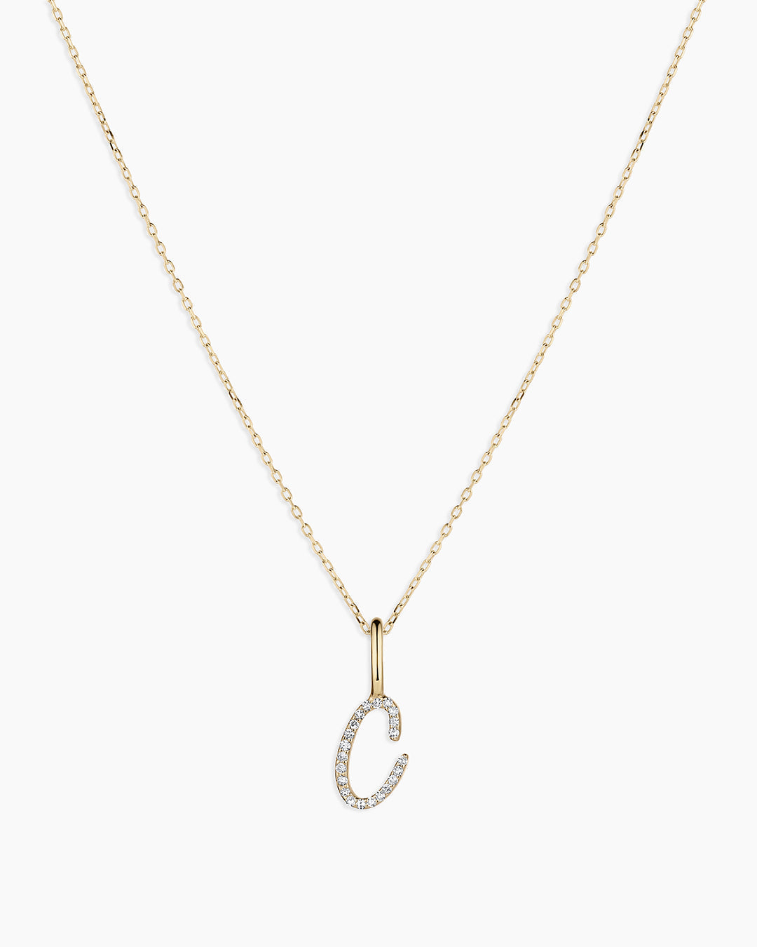 Diamond Script Alphabet Charm Necklace