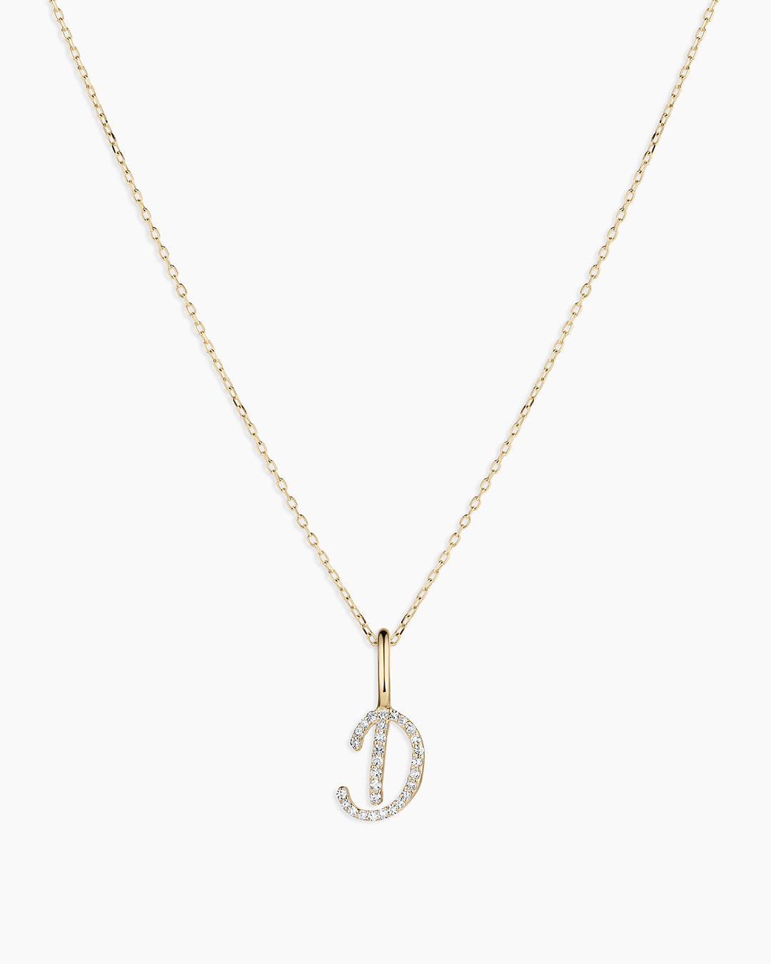 Diamond Script Alphabet Charm Necklace
