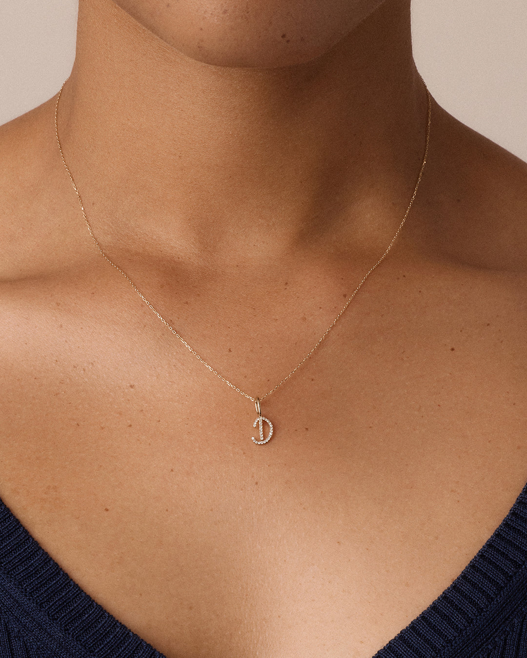 Diamond Script Alphabet Charm Necklace