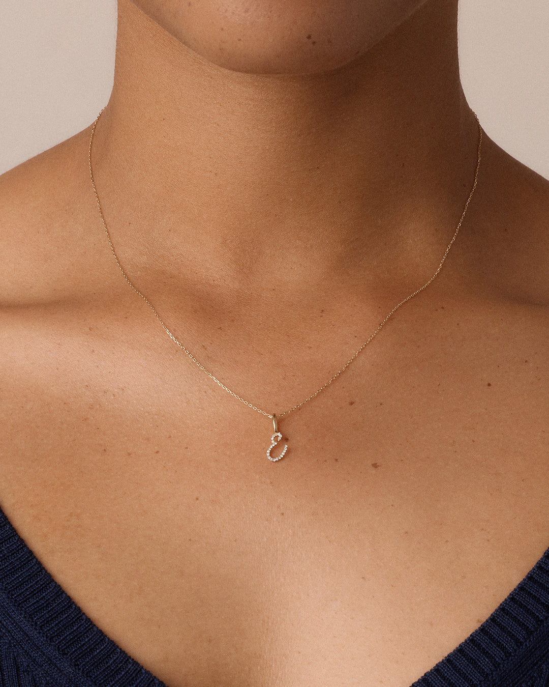Diamond Script Alphabet Charm Necklace
