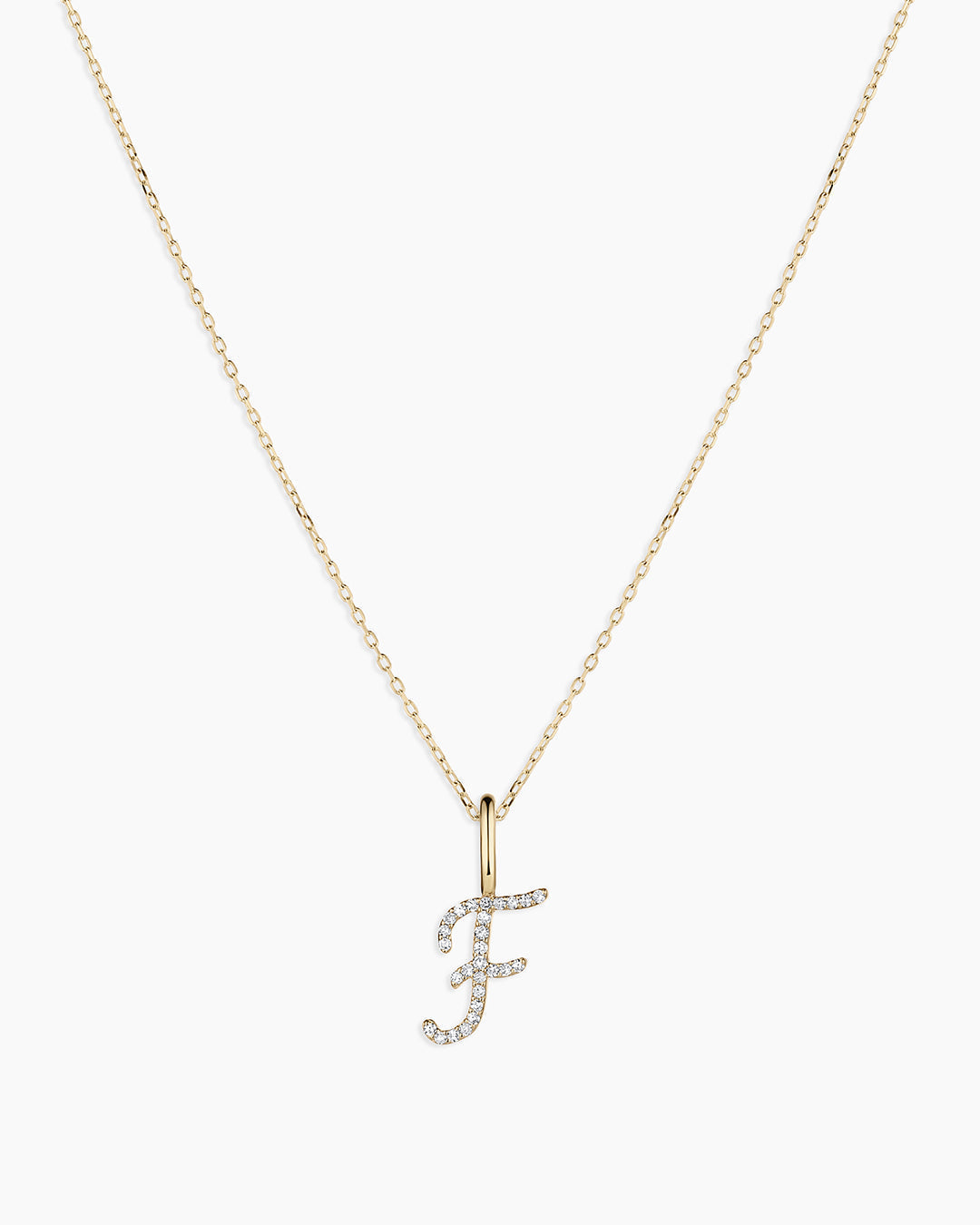 Diamond Script Alphabet Charm Necklace