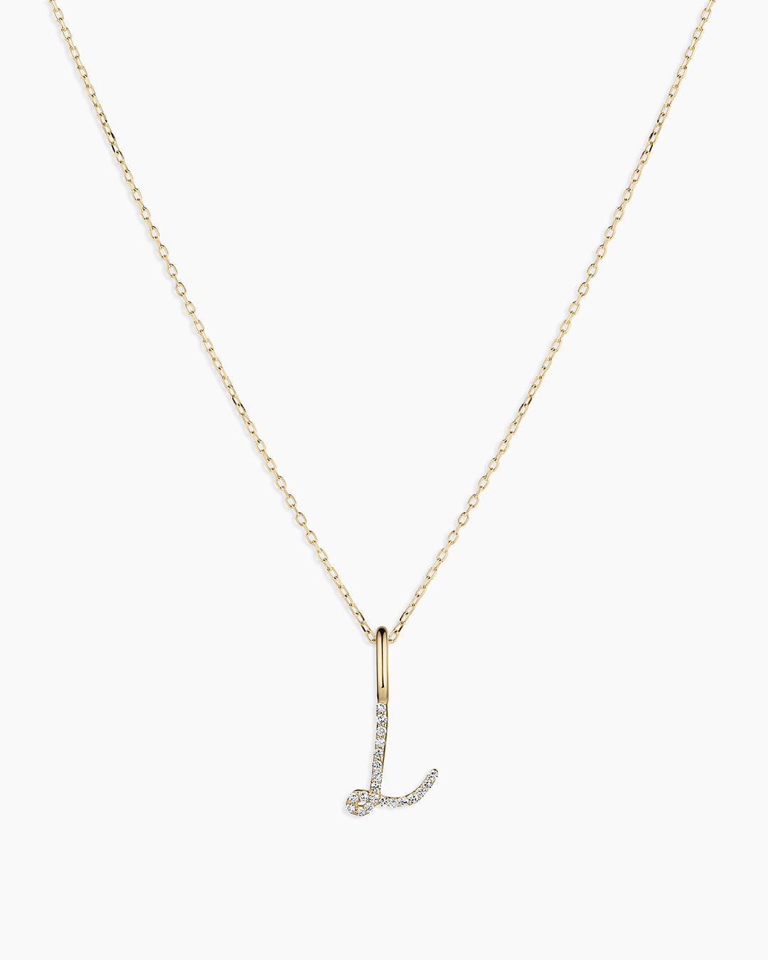 Diamond Script Alphabet Charm Necklace