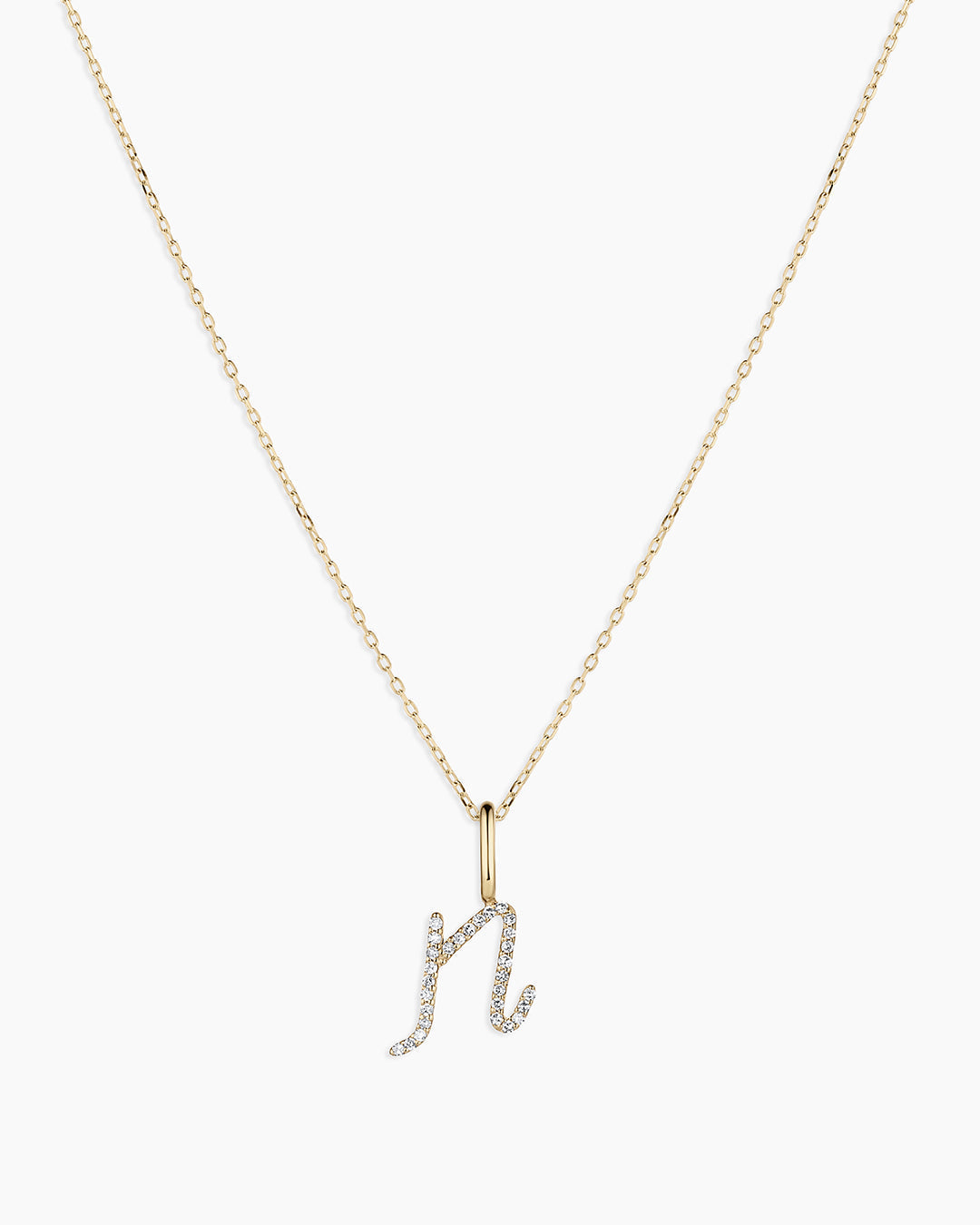 Diamond Script Alphabet Charm Necklace