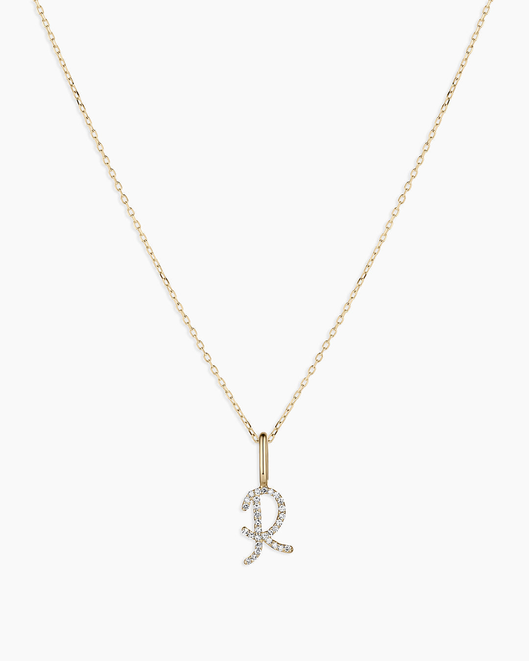 Diamond Script Alphabet Charm Necklace