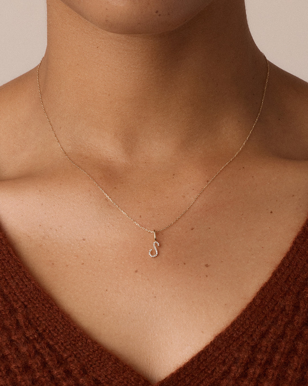 Diamond Script Alphabet Charm Necklace