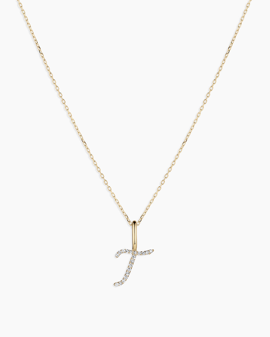 Diamond Script Alphabet Charm Necklace