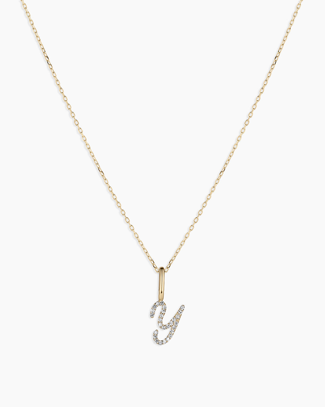 Diamond Script Alphabet Charm Necklace