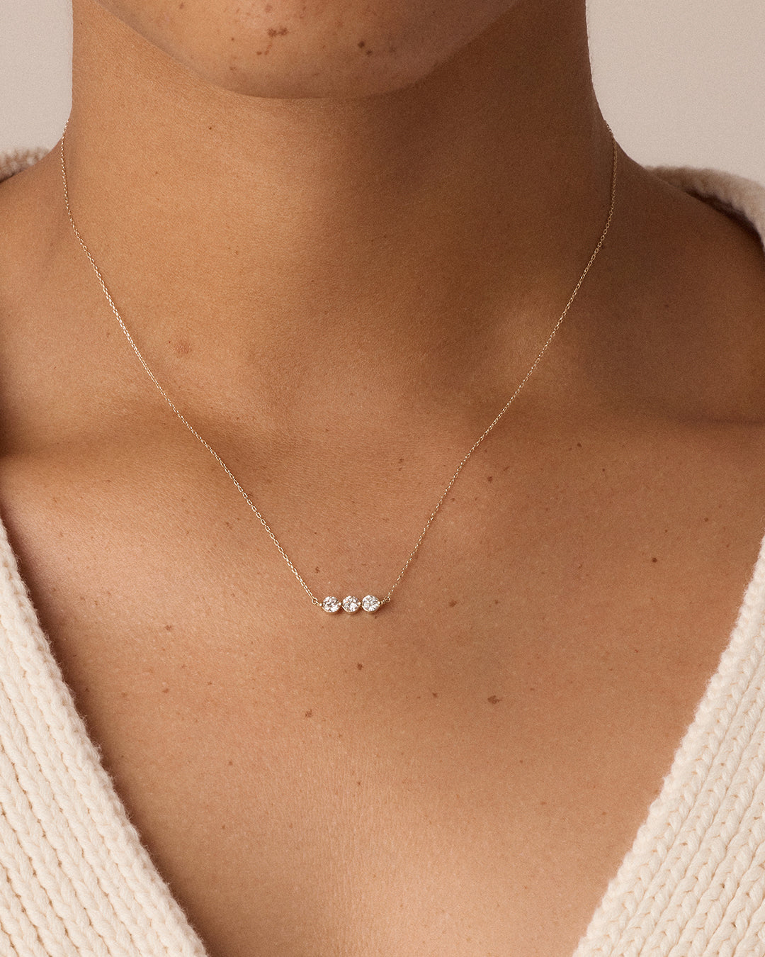 Lab Grown Diamond Halo Row Necklace