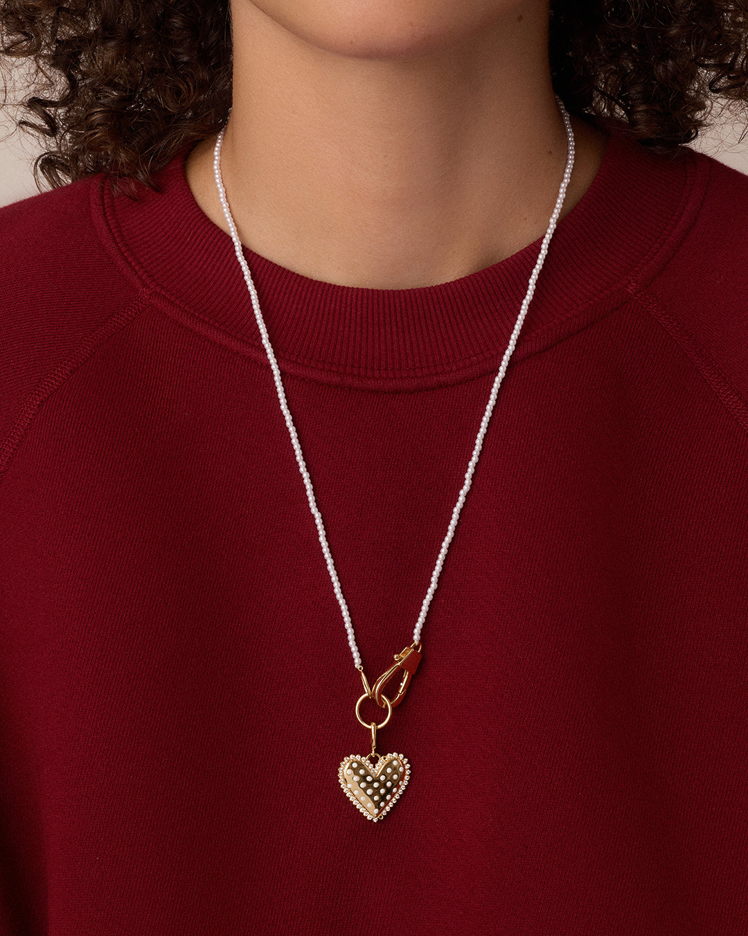 Vintage Heart Dot Charm Necklace