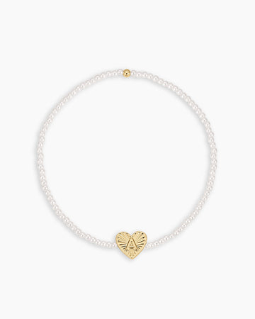 Pearl Vintage Heart Alphabet Bracelet
