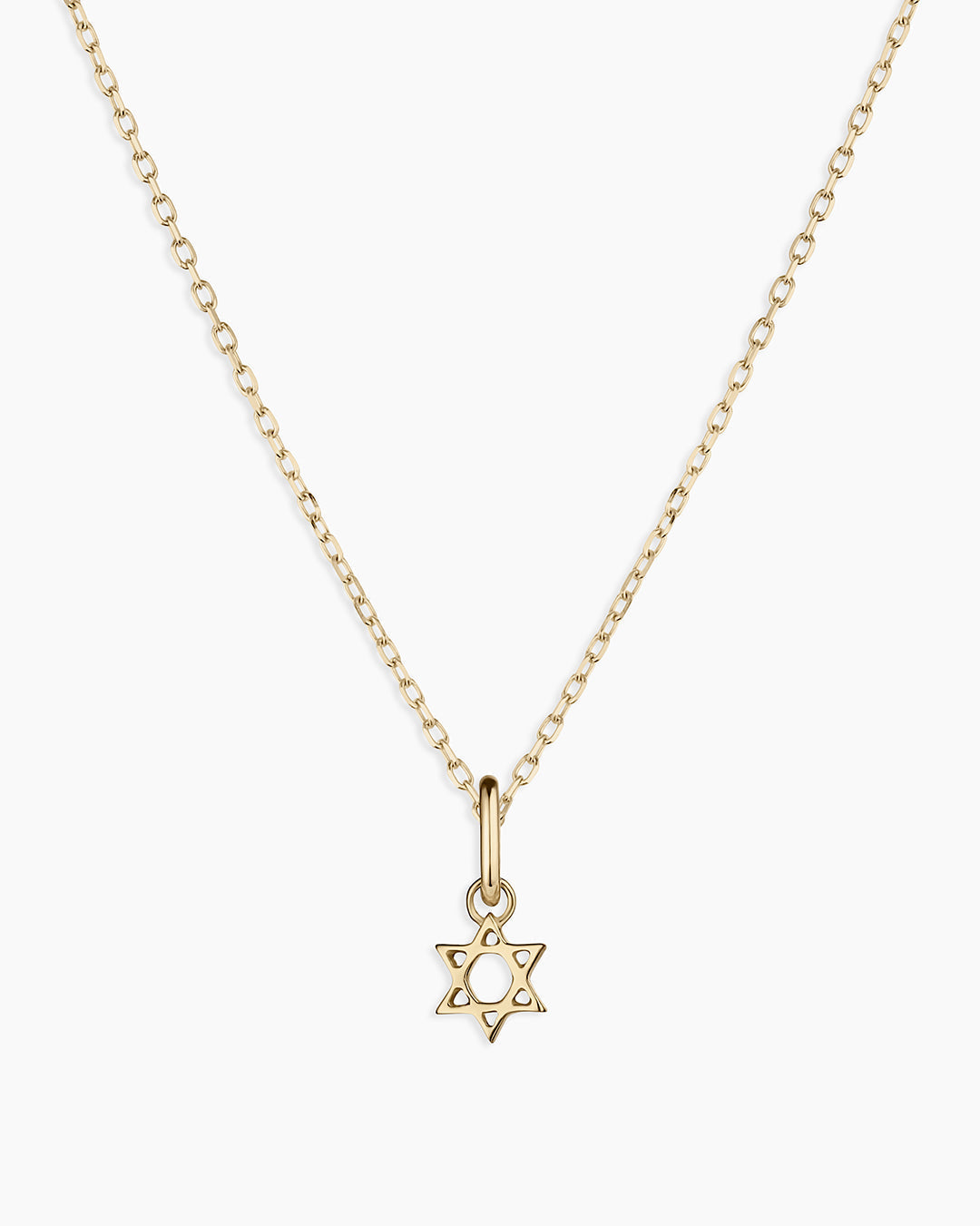 14K Gold Star Of David Charm Necklace