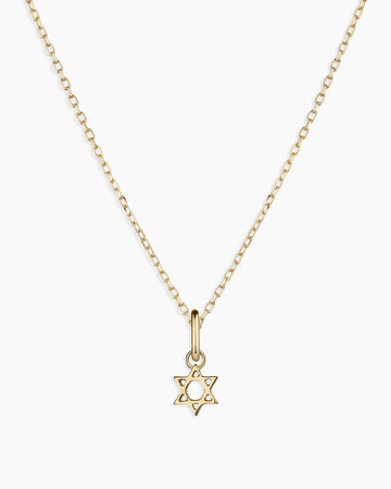 14K Gold Star Of David Charm Necklace