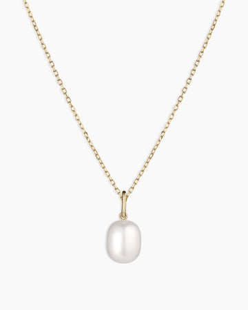 14K Gold Pearl Charm Necklace