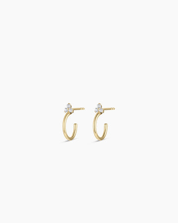 White Sapphire Bali Stud Huggies
