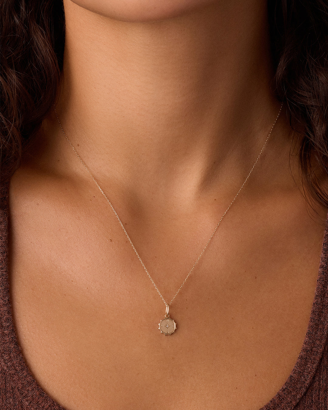 Diamond Compass Charm Necklace