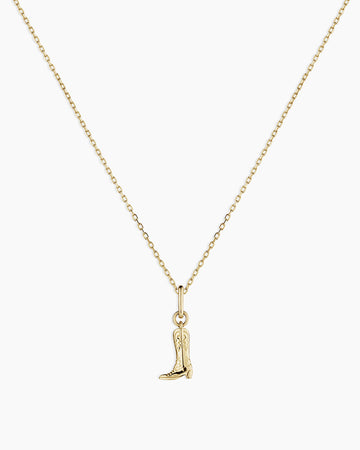 14K Gold Cowboy Boot Charm Necklace