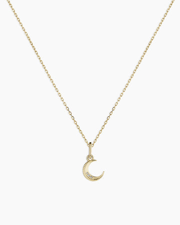 Diamond Crescent Charm Necklace