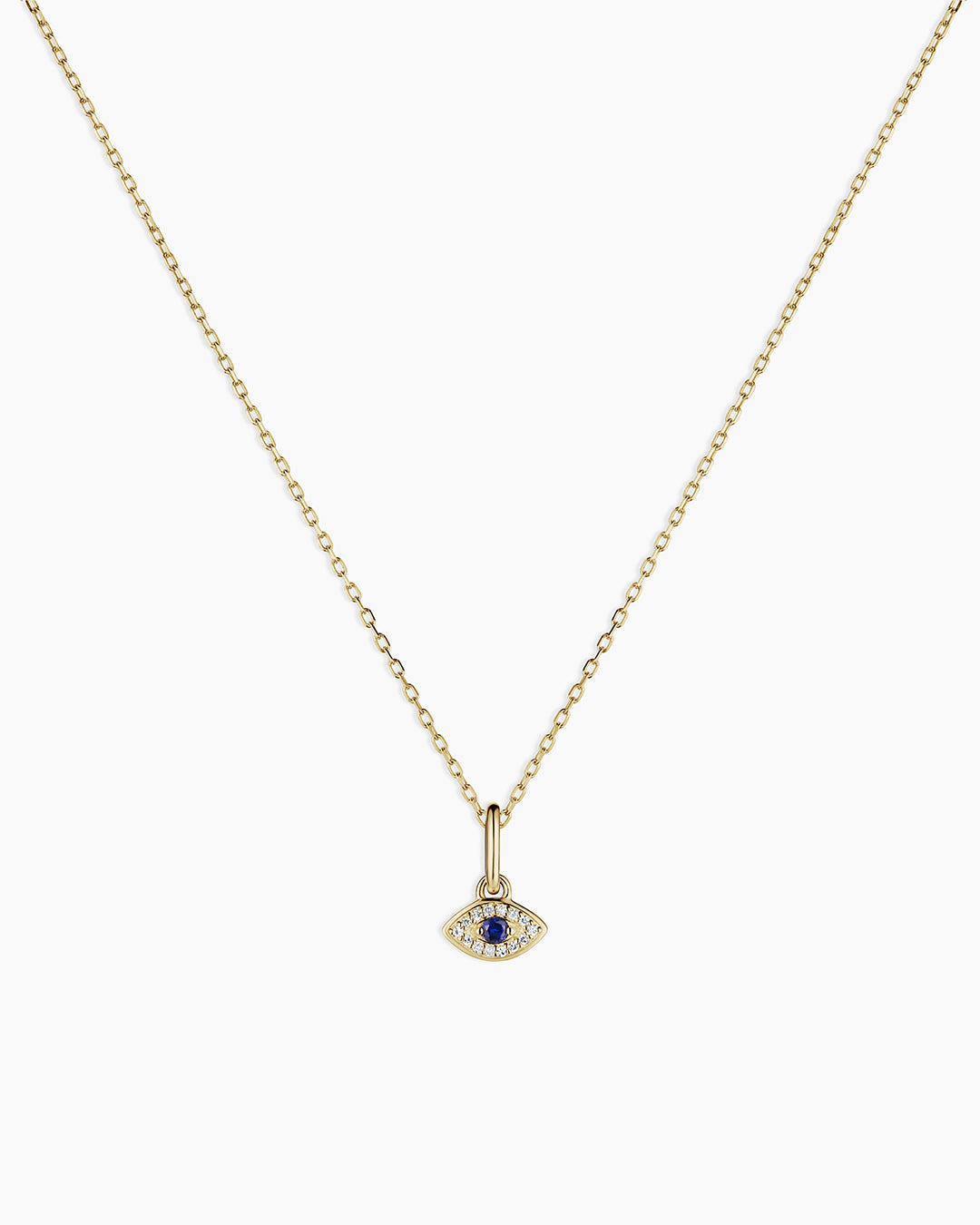 Diamond And Blue Sapphire Evil Eye Charm Necklace