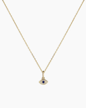 Diamond And Blue Sapphire Evil Eye Charm Necklace