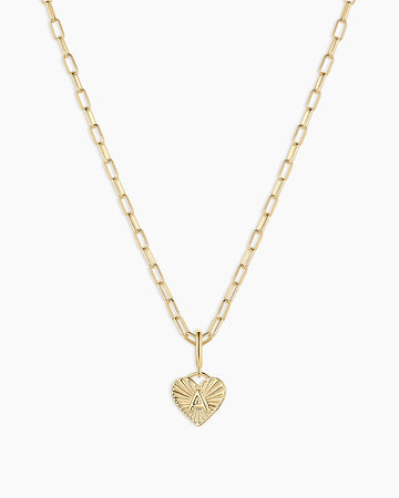 Vintage Heart Alphabet Charm Necklace