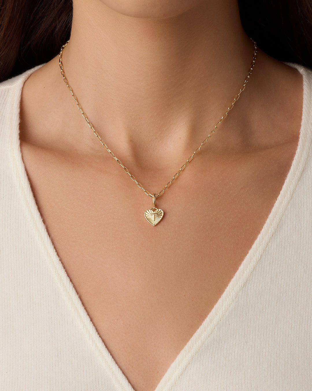 Vintage Heart Alphabet Charm Necklace
